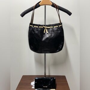 Miu Miu Black Leather Bag with wallet